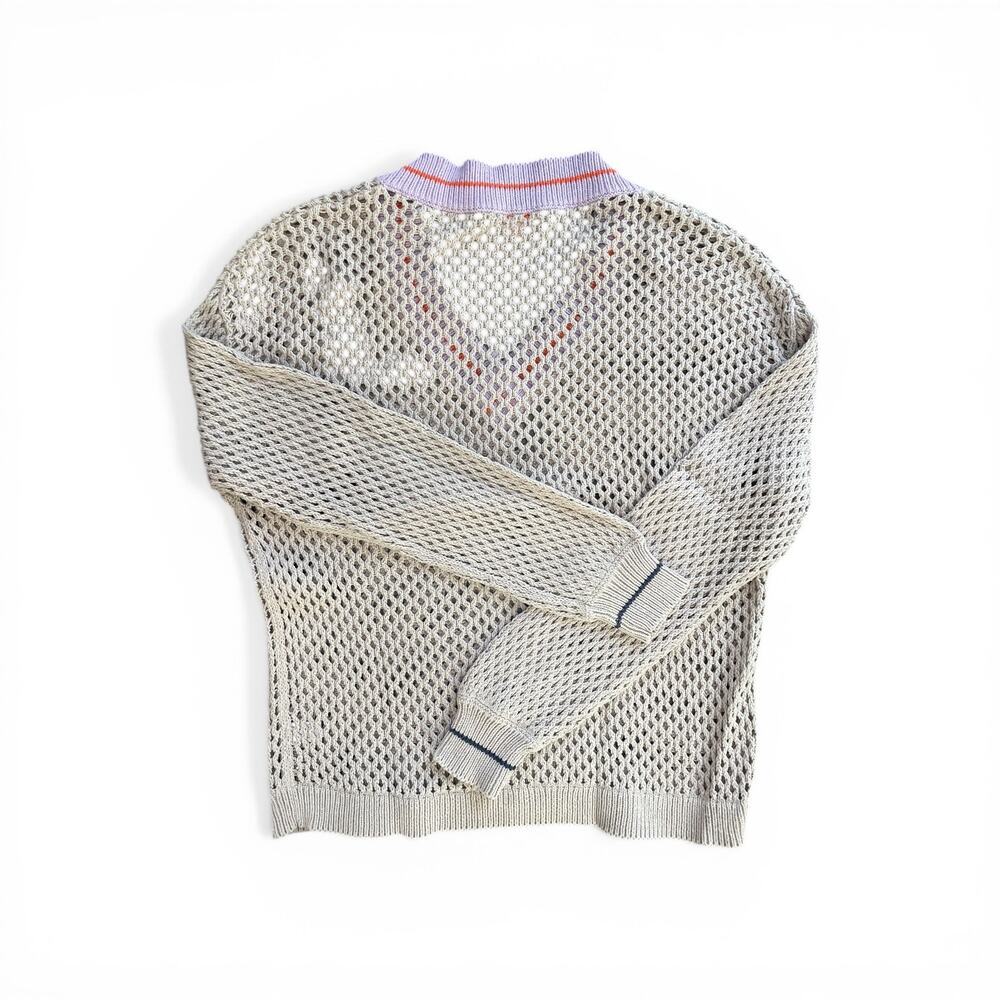 Lisa Todd Beach Bum Crochet Cotton Vneck Sweater - Picture 3 of 5